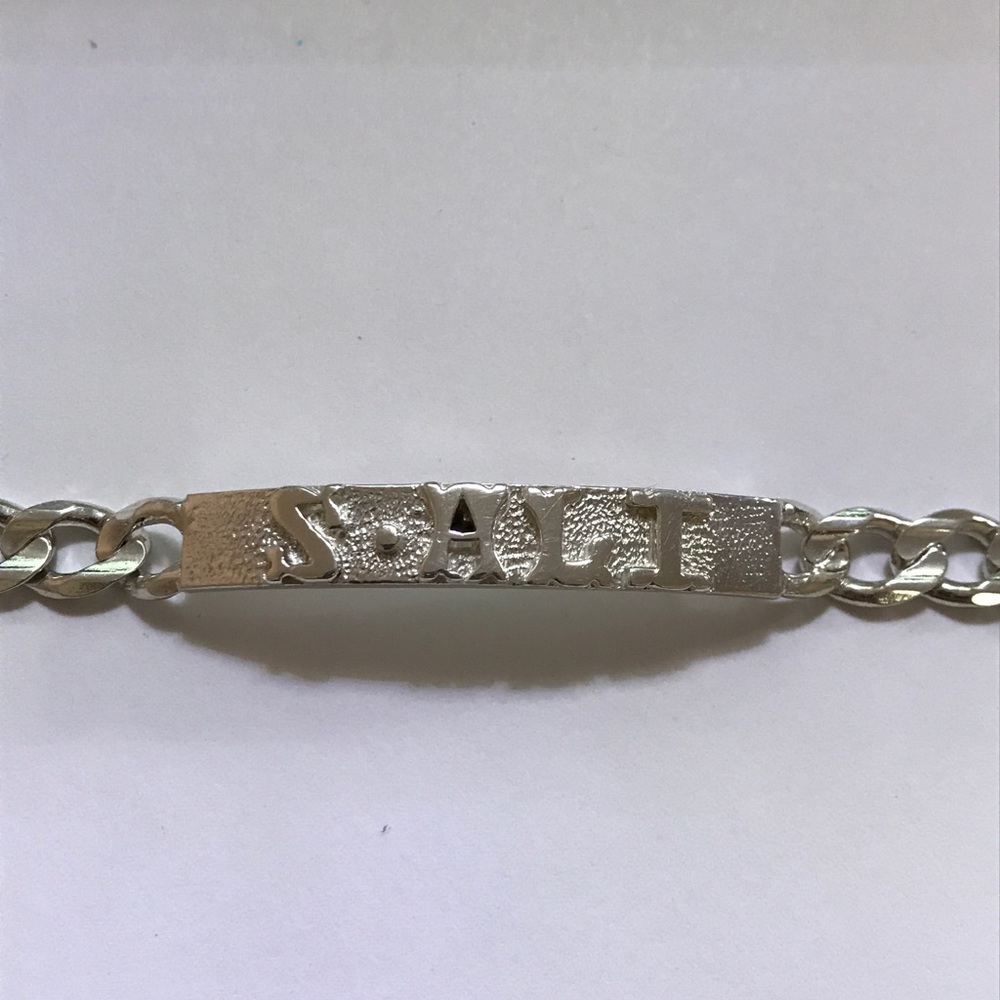 Sterling silver name plate Cuban link bracelet